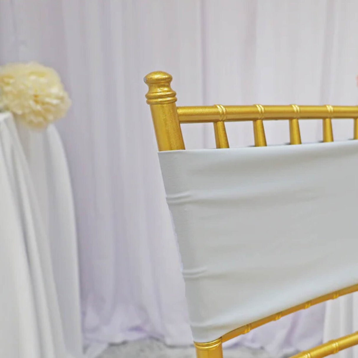 10 Pieces Stretchy Platinum Or Light Silver Spandex Chair Bands 7 x 13 Inches