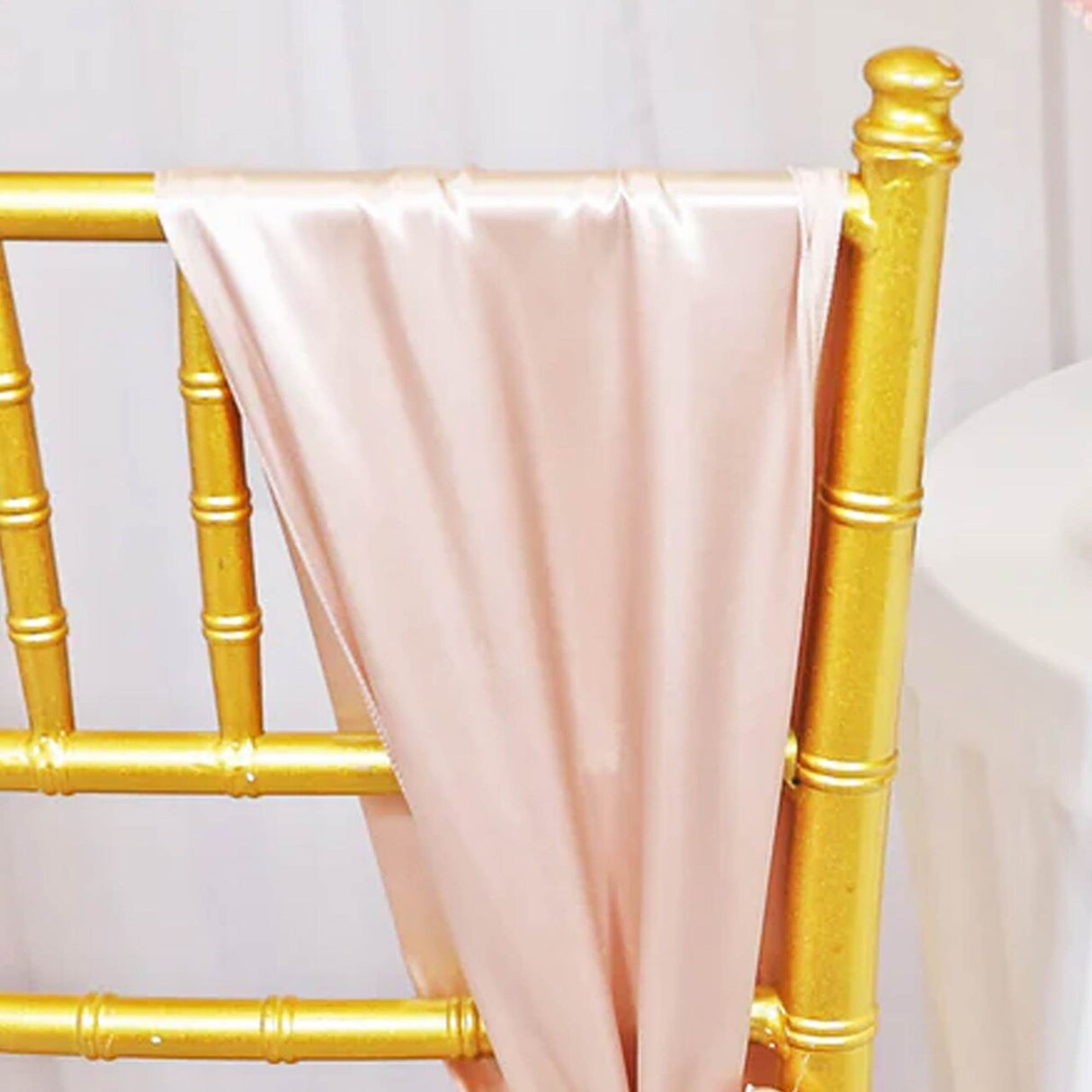 10 Pieces Blush Pink Or Rose Gold Satin Chair Sashes Elegant 8"x108" Event Decor