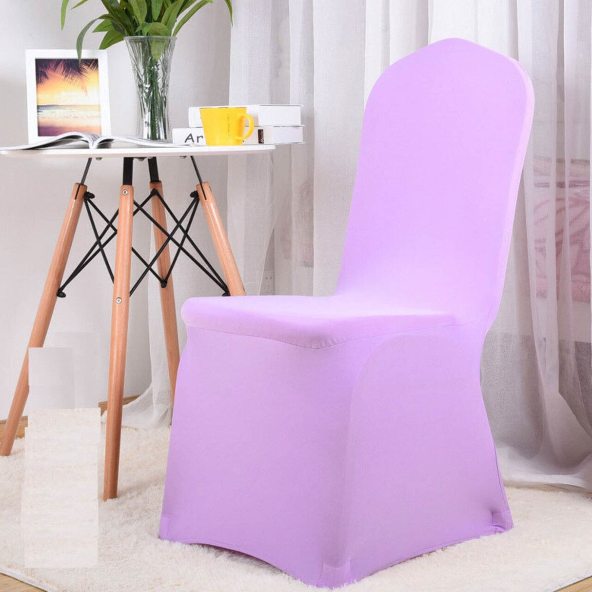 1 Piece Spandex Banquet Chair Cover Lavender Stretch Wrinkle Resistant Elegant Event Decor