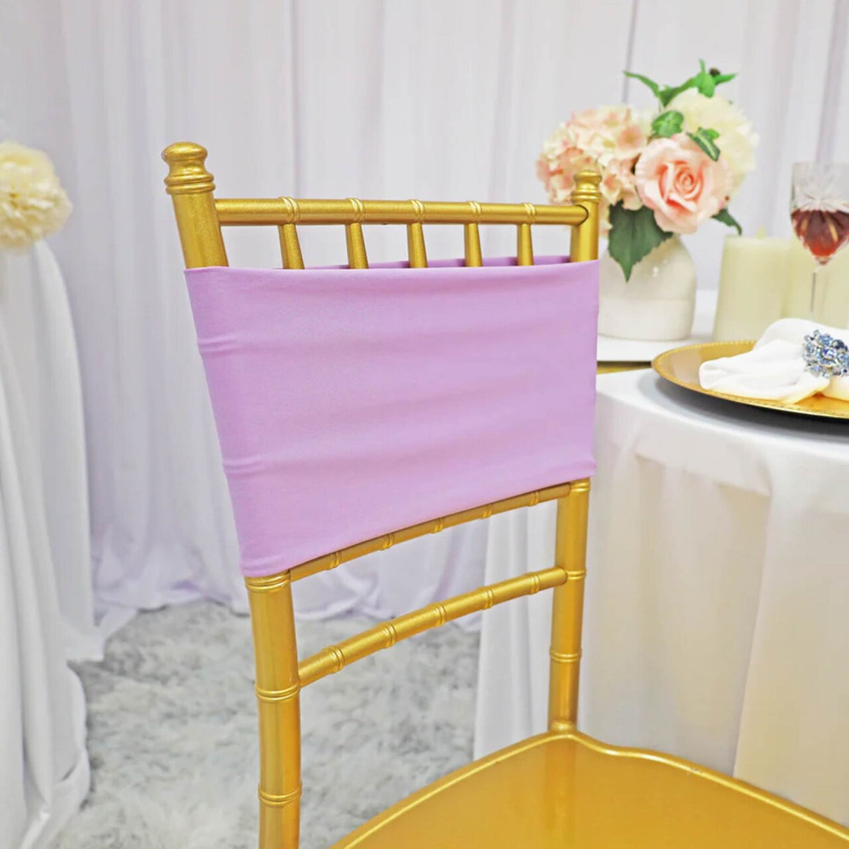 10 Pieces Elegant Lavender Stretch Spandex Chair Bands 7 x 13 Inches