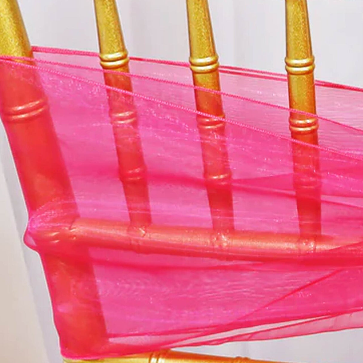 10 Pieces Fuchsia Organza Chair Sashes 8"x108" Sheer Chair Decor for Wedding & Events