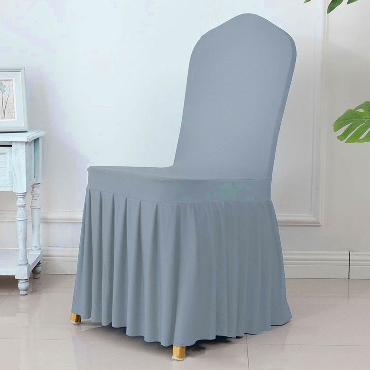 Spandex Banquet Skirt Chair Cover Dusty Blue Stretch Elegant Wedding Decor