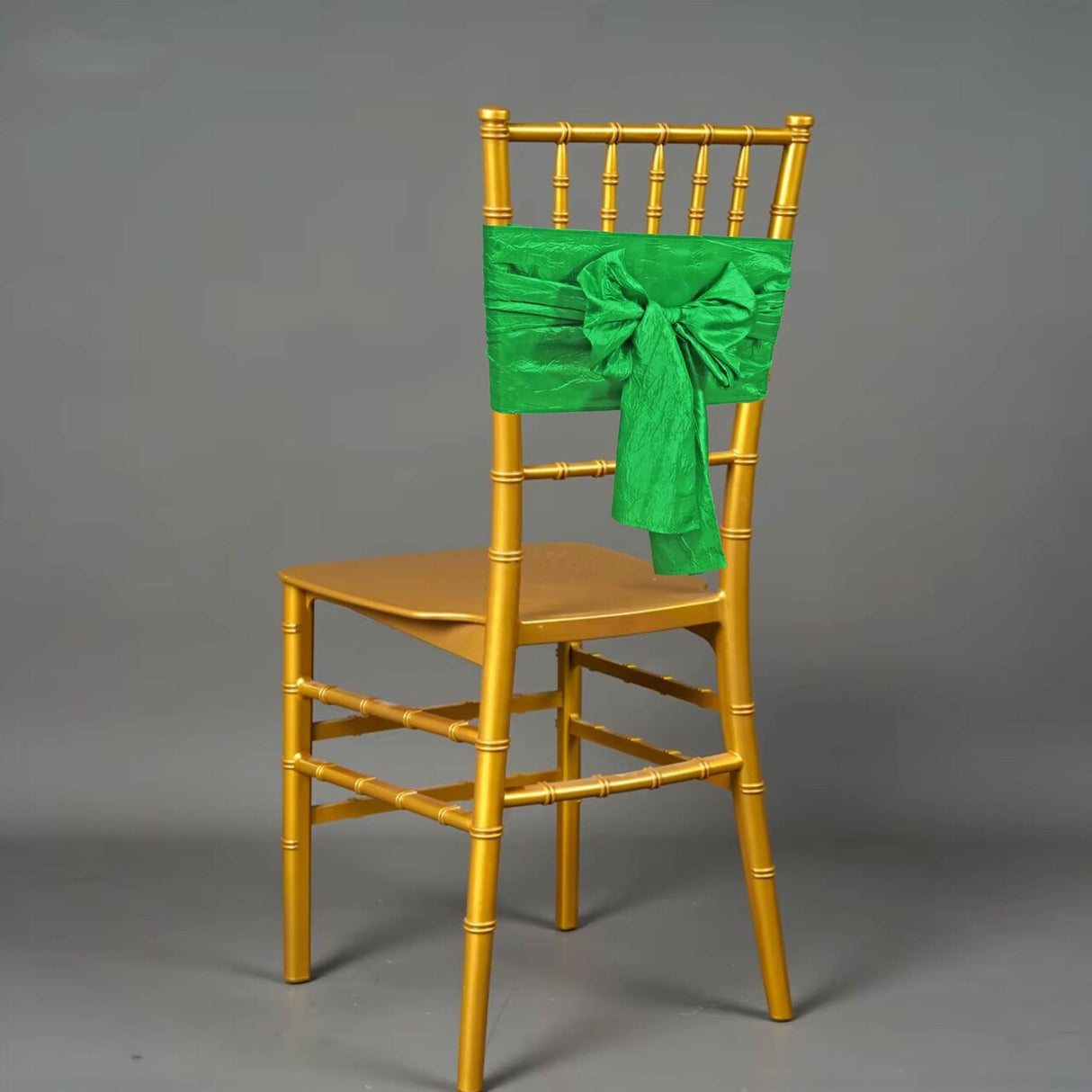 10 Pieces Emerald Green Textured Crushed Taffeta Chair Wraps, 9.5"x108" Stylish Event Sashes