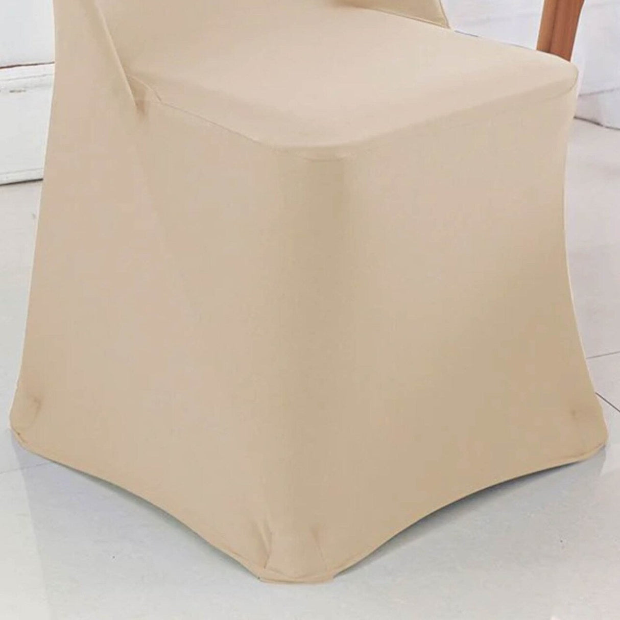 1 Piece Champagne Stretch Spandex Chair Cover for Sophisticated Folding Seating