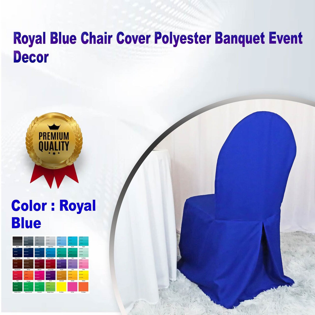 1 Piece Royal Blue Chair Cover Polyester Banquet Event Decor