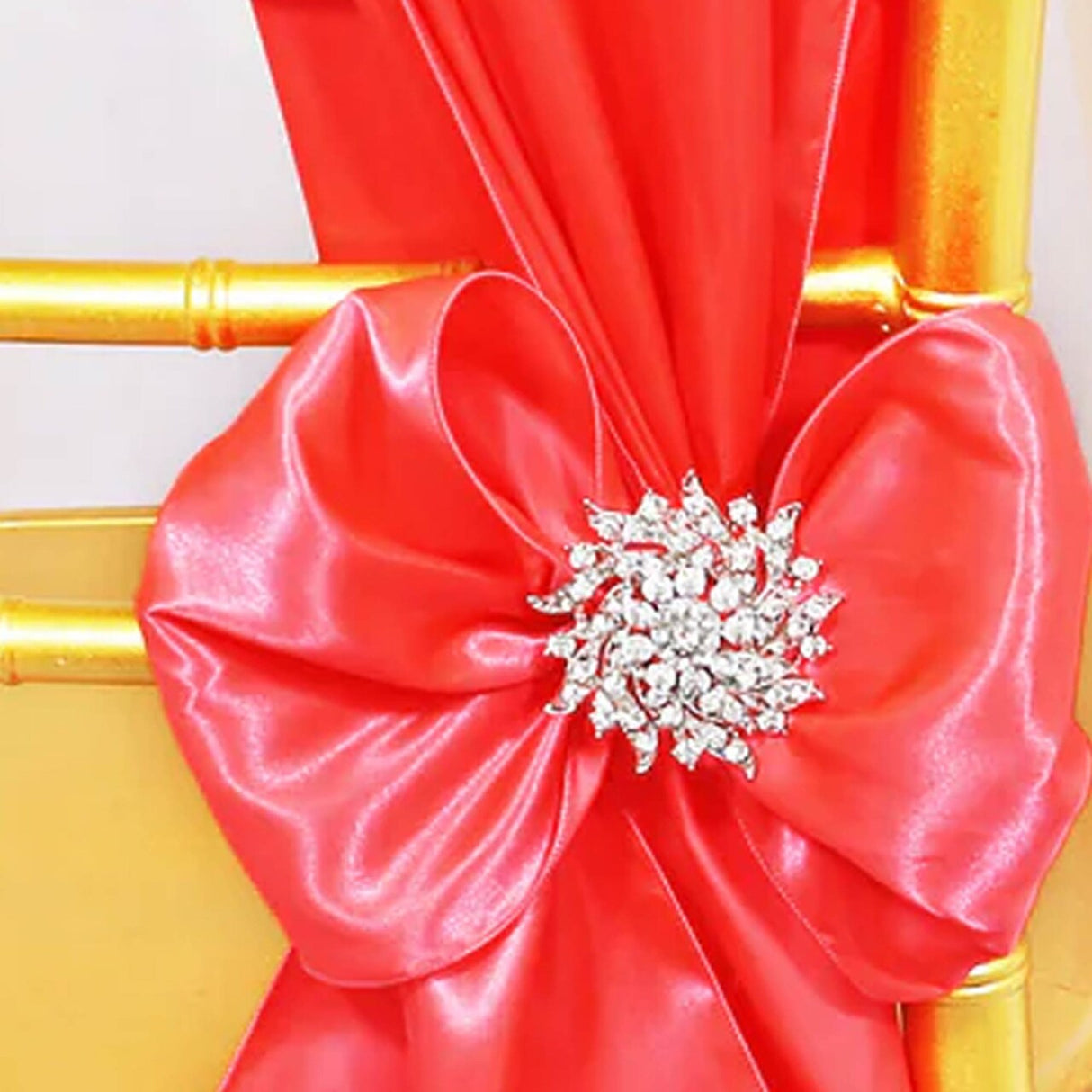 10 Pieces Coral Satin Chair Sashes 8"x108" Decorative Chair Bows