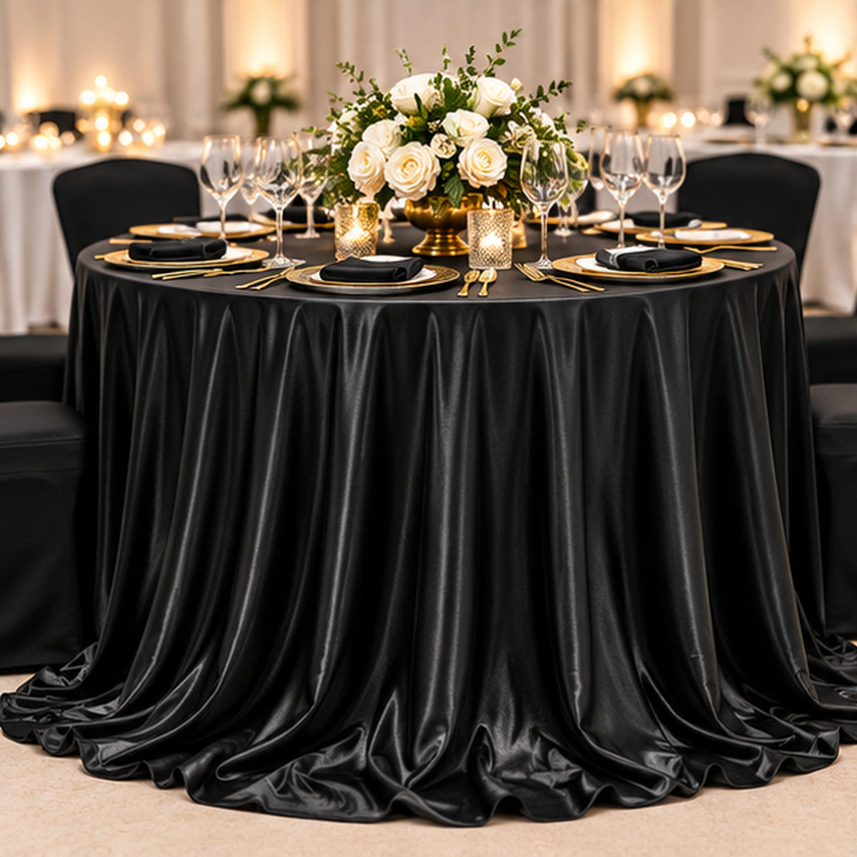Black Low Stretch Polyester Fabric Extra Wide 108/120 Inch Yard