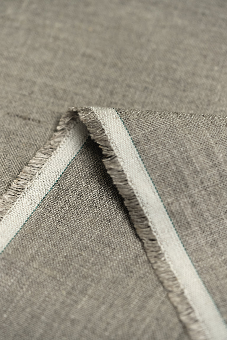 1 Yard Dark Natural Pure Linen Fabric 7 oz Softened Solid Weave 57 Inch Wide