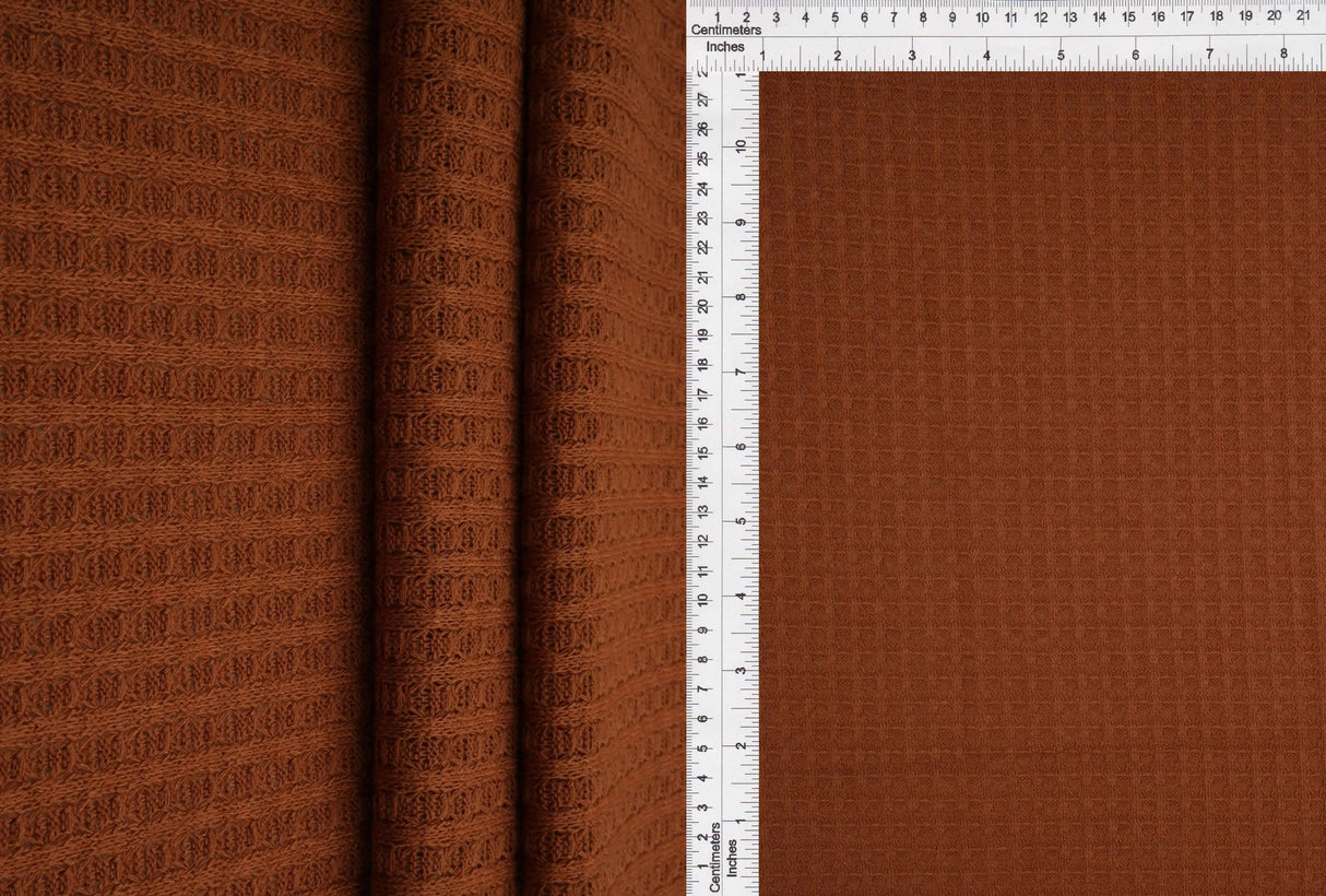 1 Yard Waffle Solid Knit Fabric, 58/60? Wide Polyester Rayon Spandex Blend