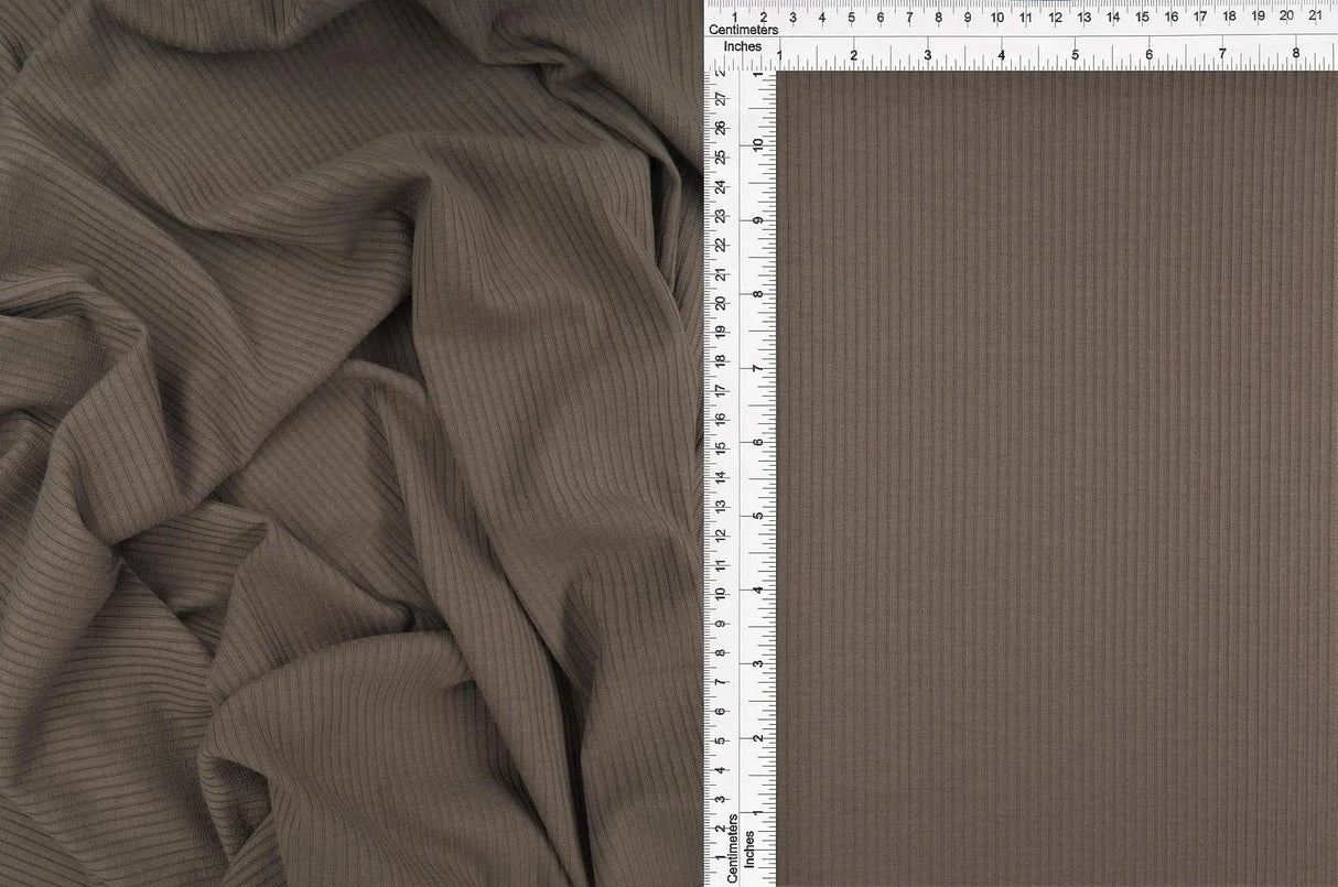 1 Yard 4x2 Rib Solid Knit Fabric, 52/54'' Wide Polyester Rayon Spandex Blend