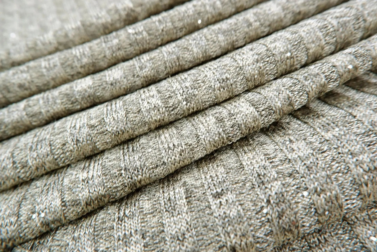 1 Yard Glitter Rib Knit Fabric, 58/60'' Wide Polyester Spandex Blend