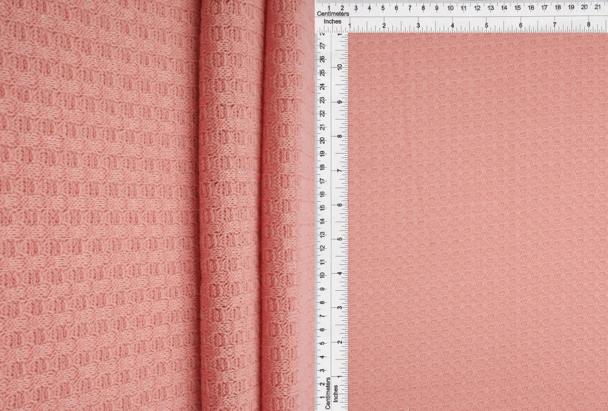 1 Yard Waffle Solid Knit Fabric, 58/60? Wide Polyester Rayon Spandex Blend