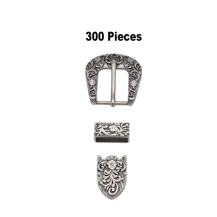 Western Vintage Flower Embossed Zinc Alloy Pin Buckle