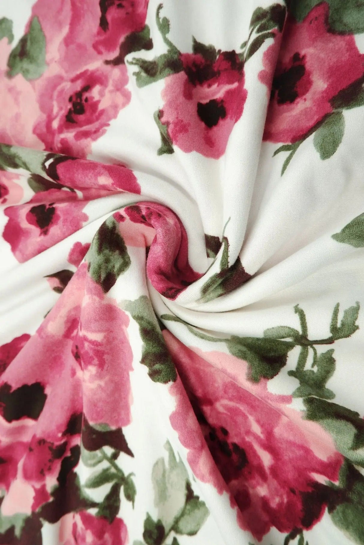 1 Yard DTY Brushed Floral Print Knit Fabric, 58/60'' Wide Polyester Spandex Blend