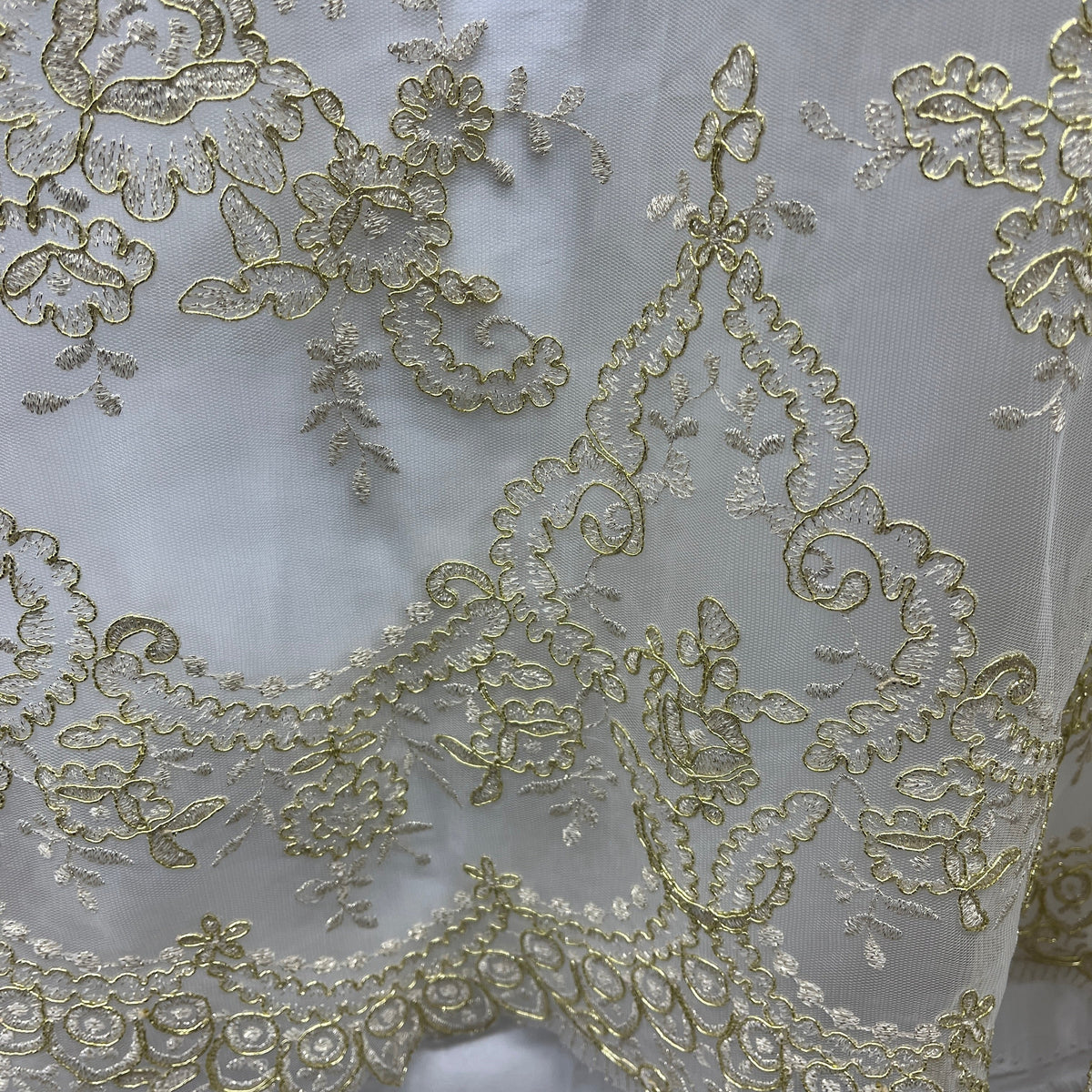1 Yard 52" Wide Corded Bridal Lace Fabric Embroidered