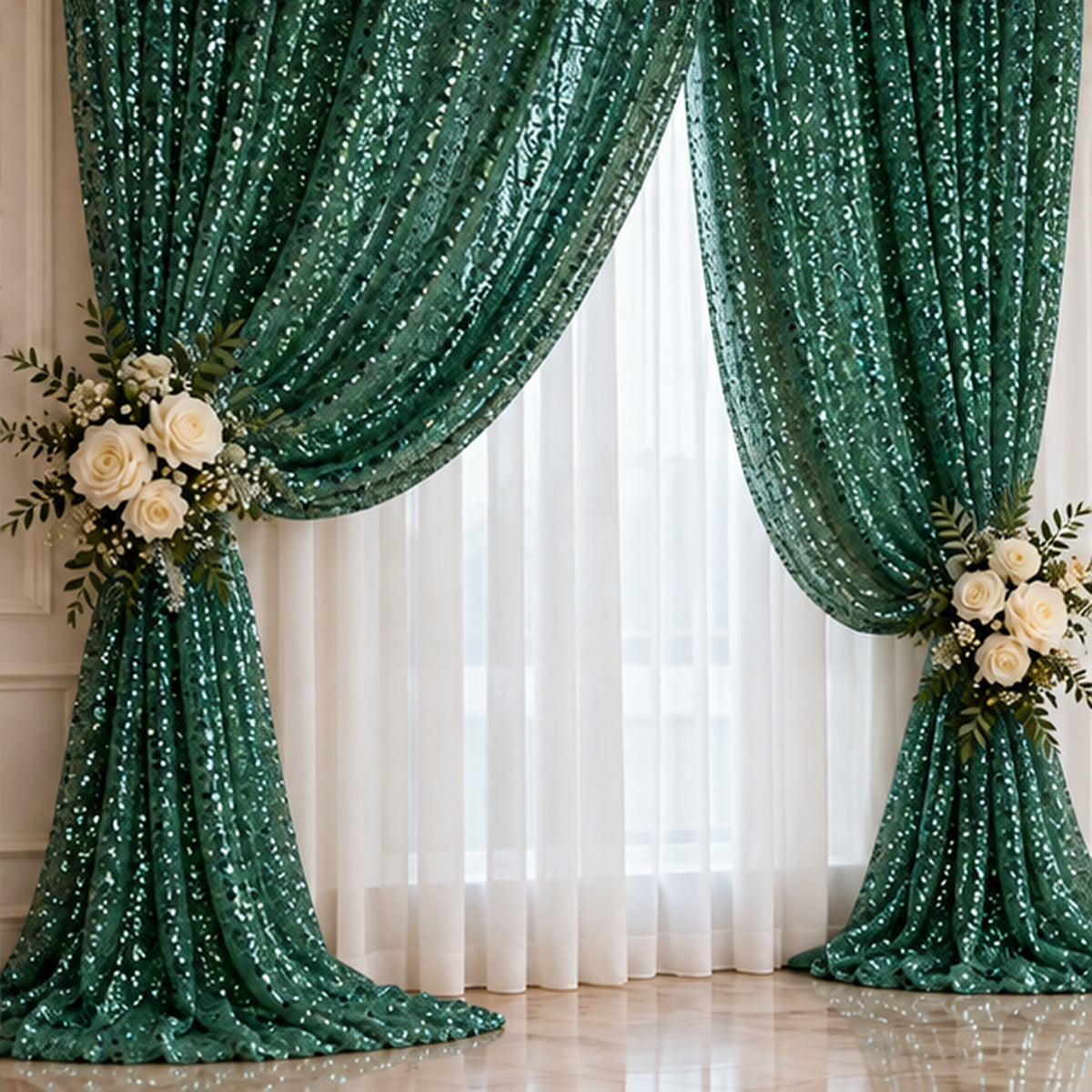 BPS Mesh Lace Hunter Green Fabric Sheer Stretch by the Yard Decor