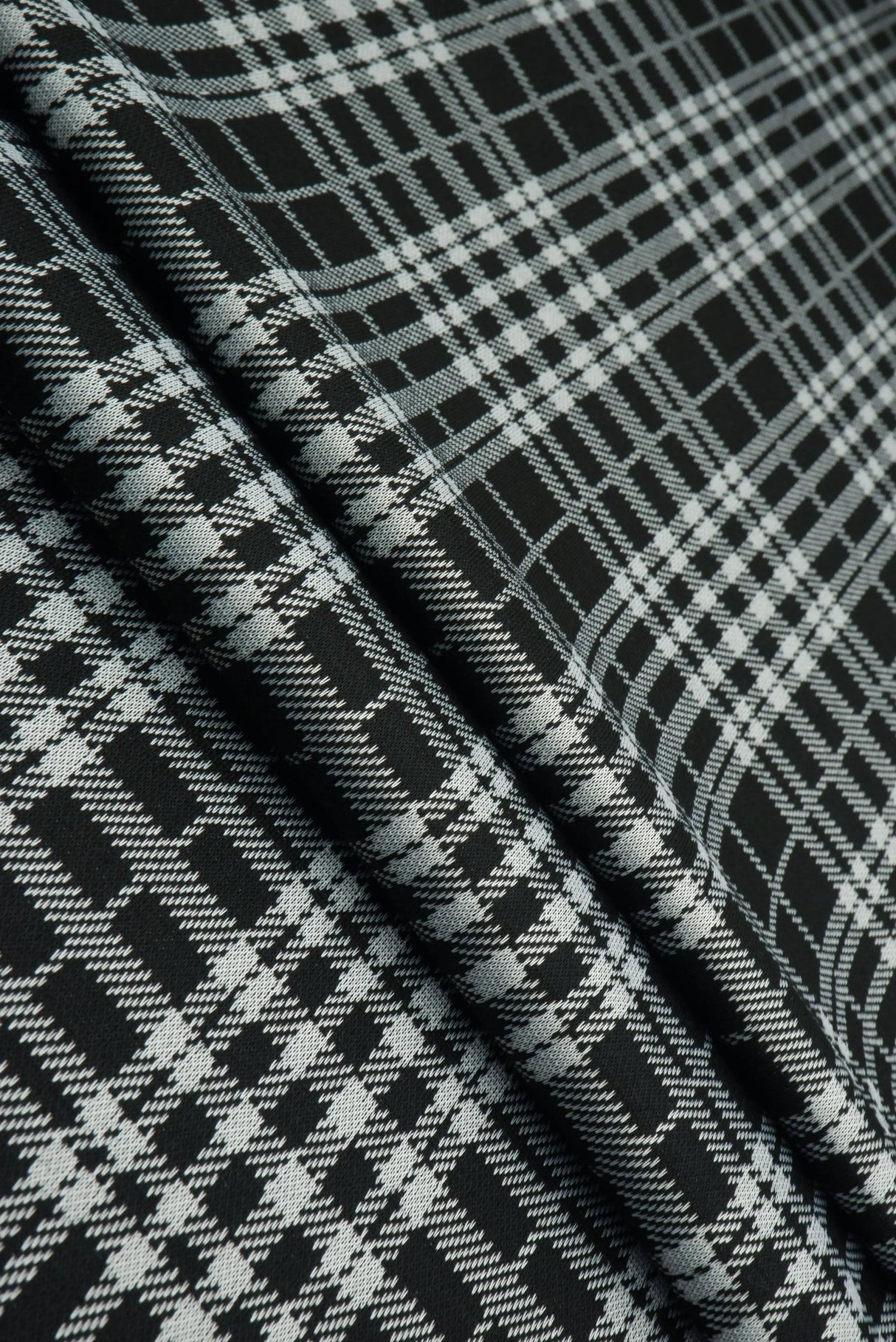 1 Yard Textured Plaid Jacquard Knit Fabric Double Knit Stretch 59/60” Wide