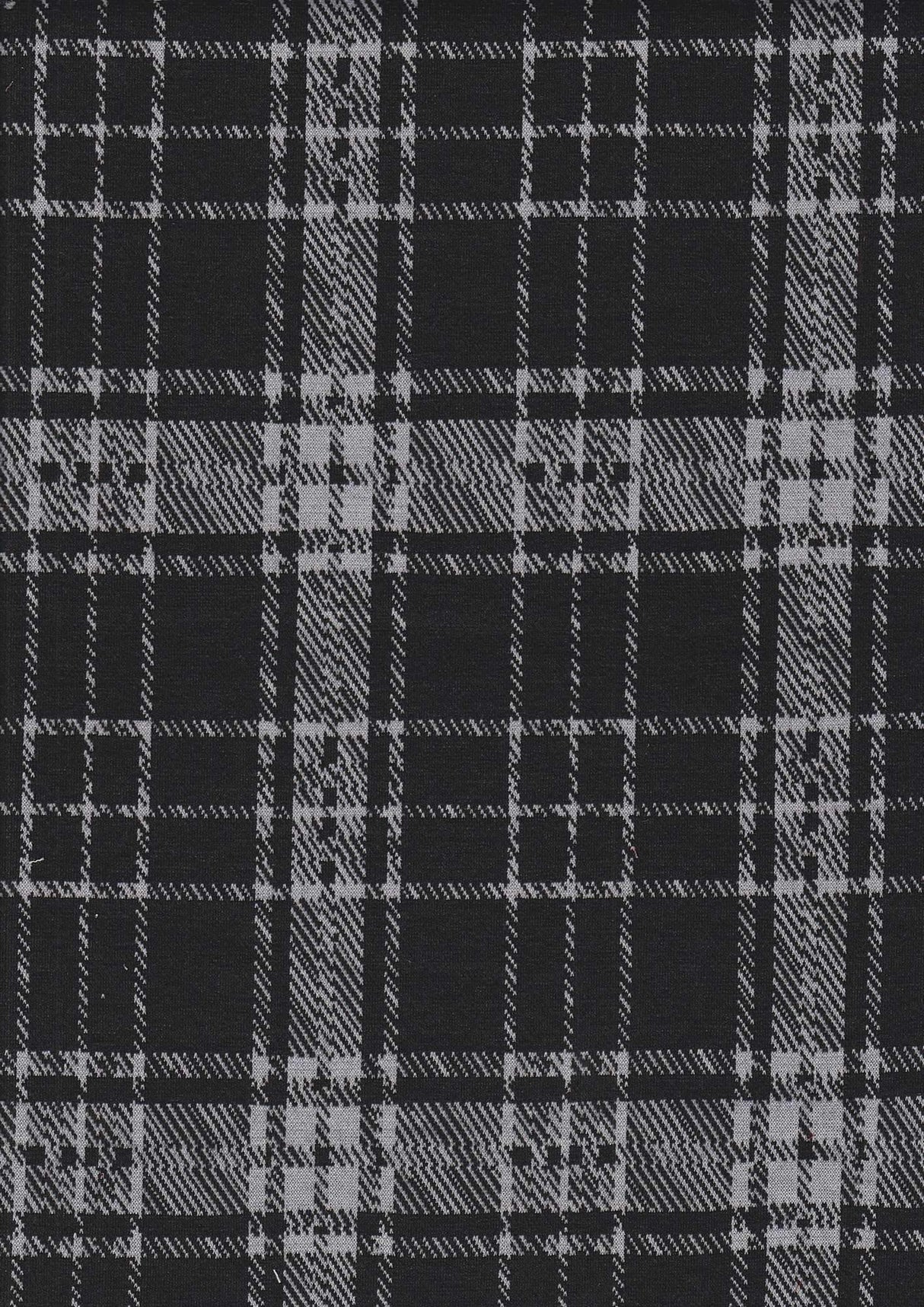 1 Yard Black & White Double Knit Jacquard Fabric 240 GSM, 58/60'' Wide Polyester Spandex Blend
