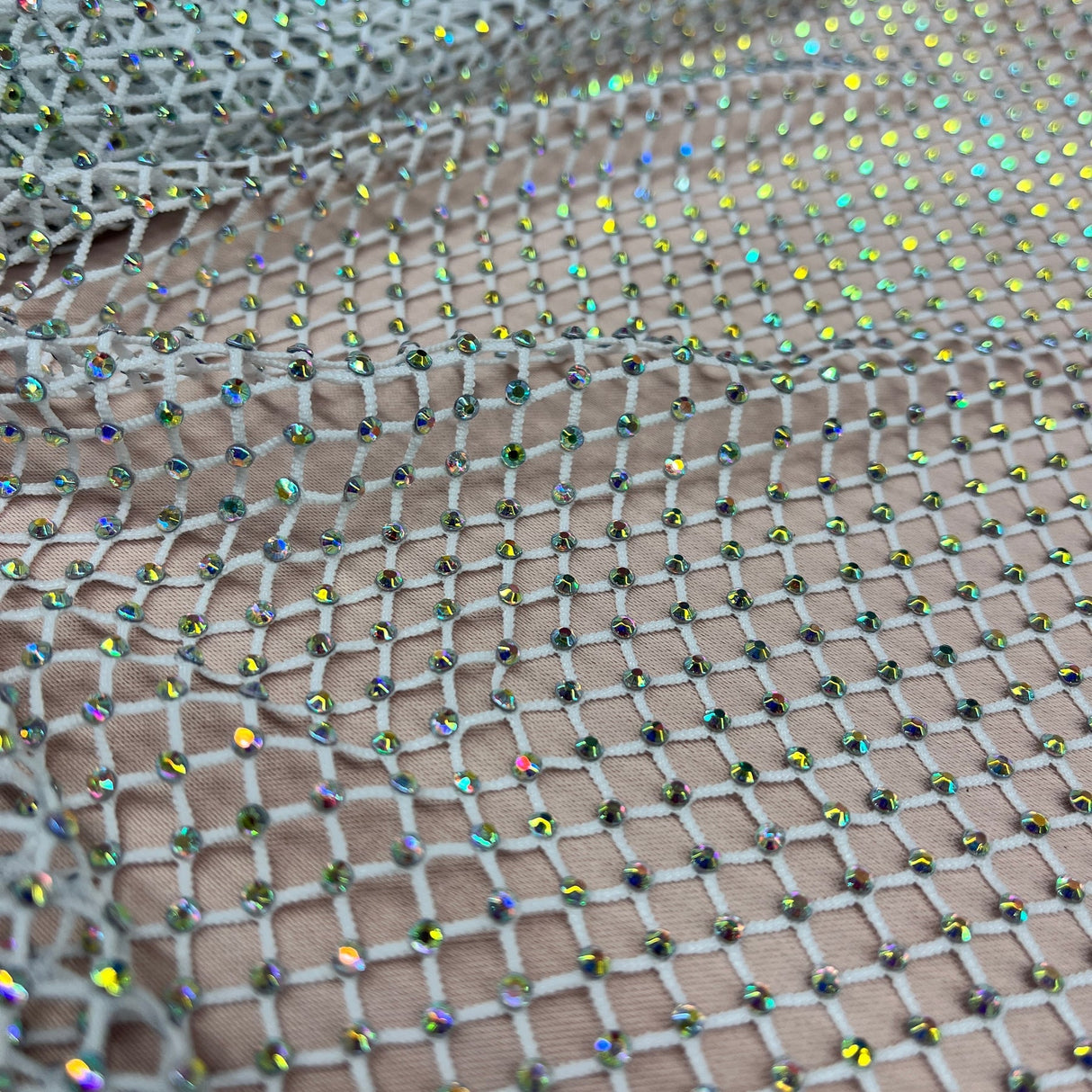 1 Yard Diamond Fishnet Fabric Stretch Lace, Soft Nylon Spandex Blend, 58" Width,
