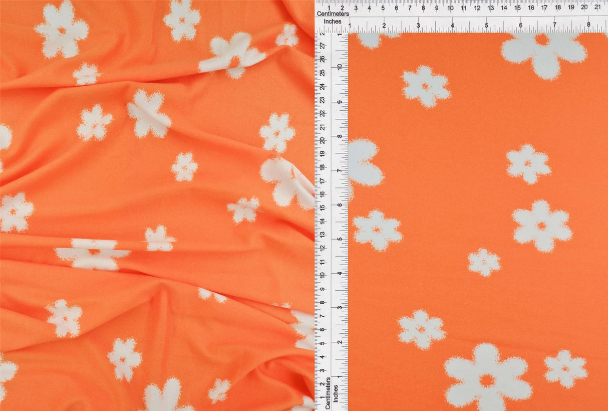 DTY Brushed Floral Knit Fabric, Soft Stretch Flower Print 58/60" Wide