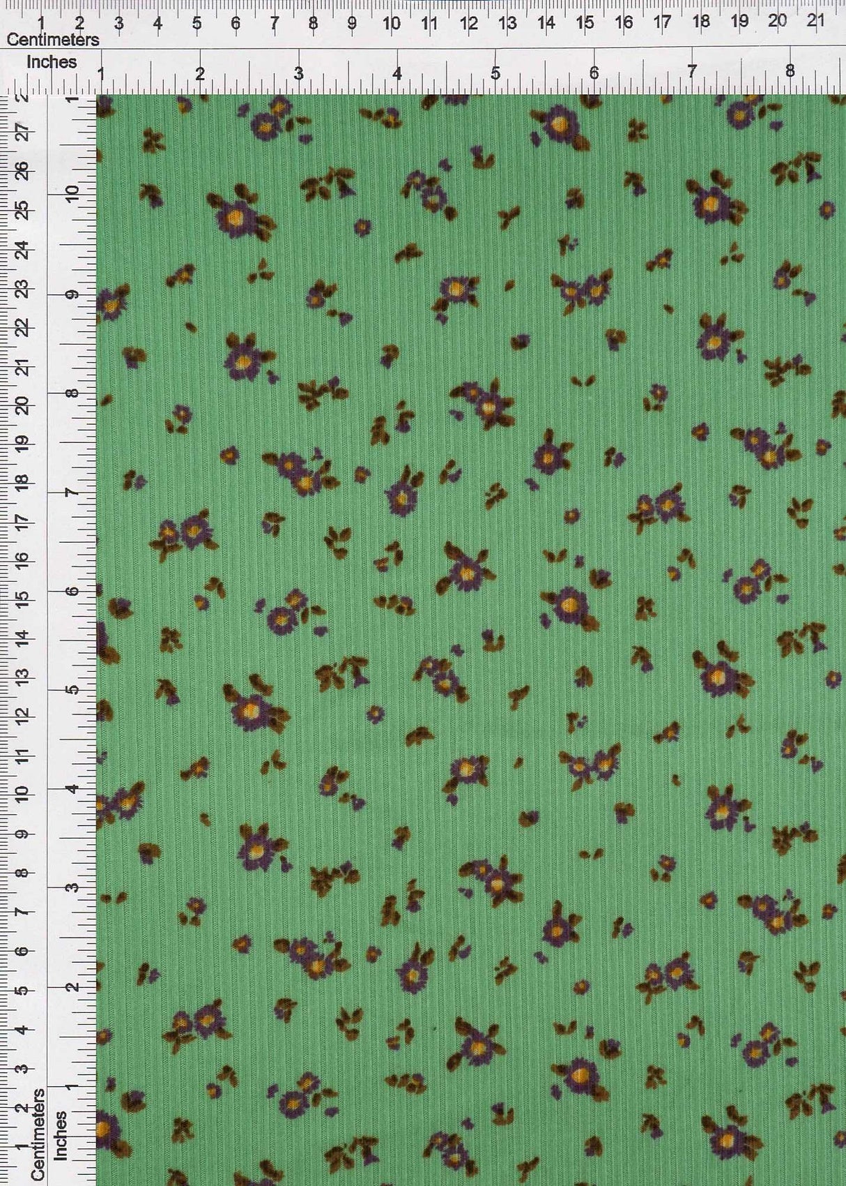 1 Yard Mint Ditsy Floral 4X2 Yummy Rib Knit Fabric Soft Stretch 58/60 Inches Wide