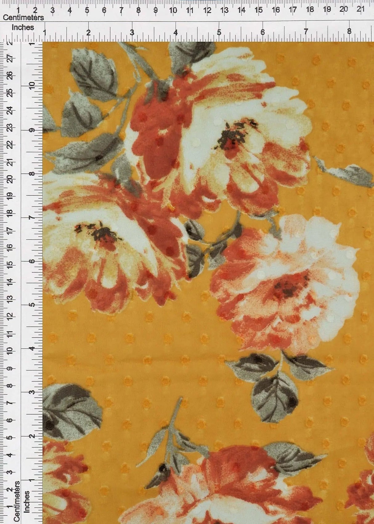 1 Yard Chiffon Flat Swiss Dot Floral Fabric, 57/58'' Wide 100% Polyester