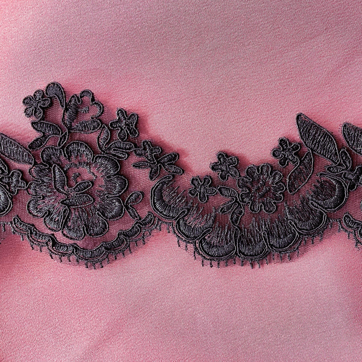 1 Yard Corded Lace Trimming on Net Mesh | 3.5" Wide | Handmade Embroidered Trim for Dresses & Costumes