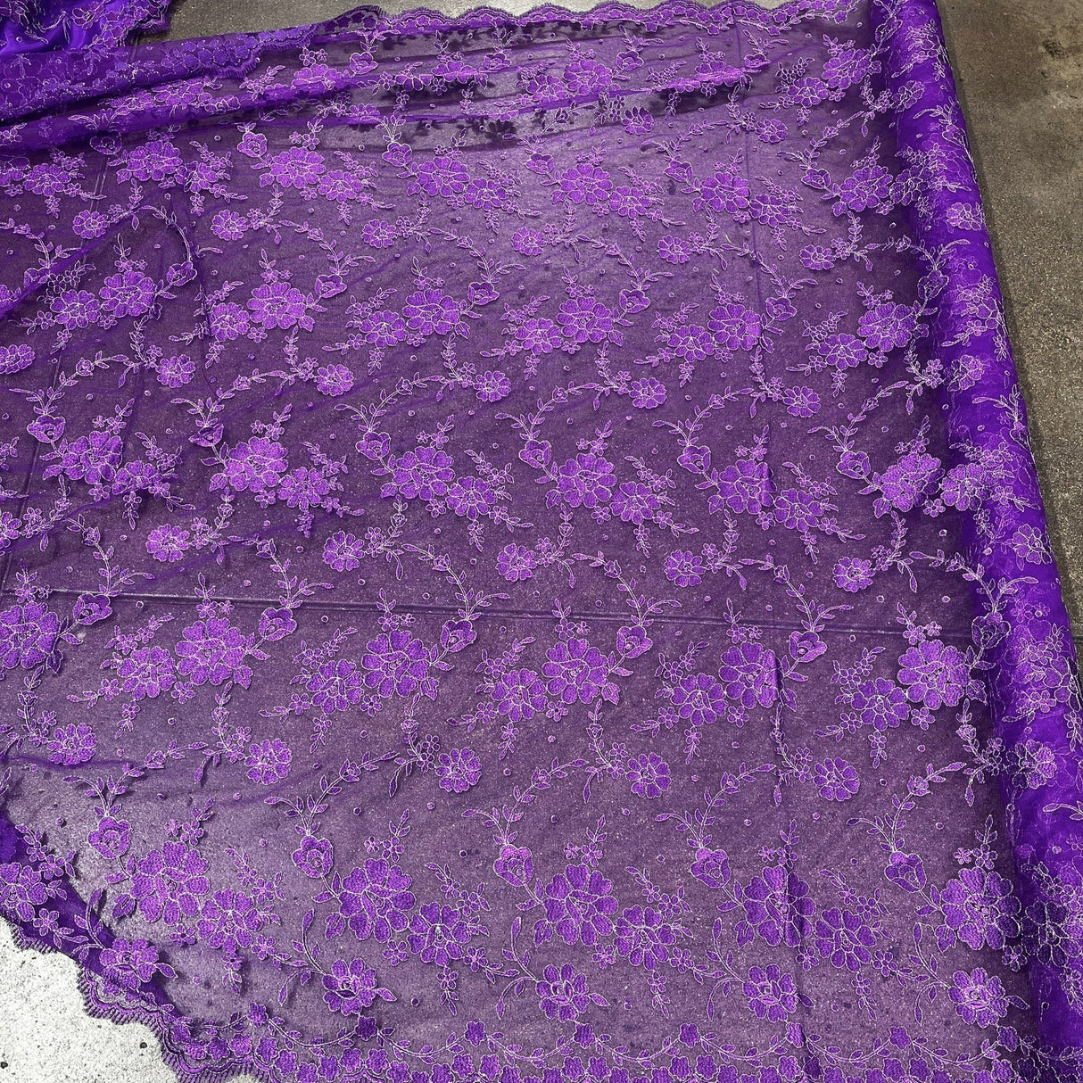 1 Yard Turquoise with Silver Lace Fabric Embroidered on Polyester Net Mesh 52 Inch Width