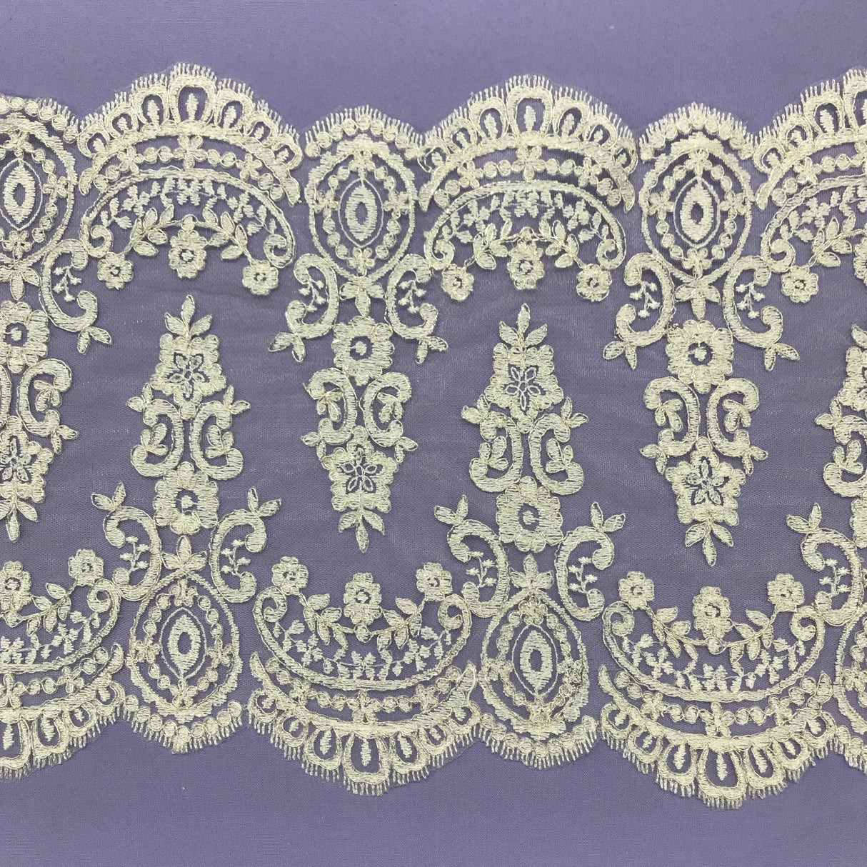 1 Yard Corded Double Sided Lace Trimming 100% Polyester Net Mesh 13" Wide