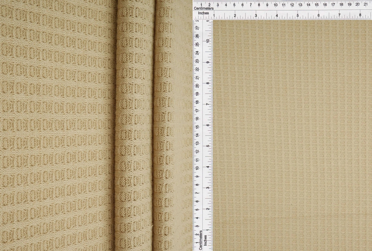1 Yard Waffle Solid Knit Fabric, 58/60? Wide Polyester Rayon Spandex Blend