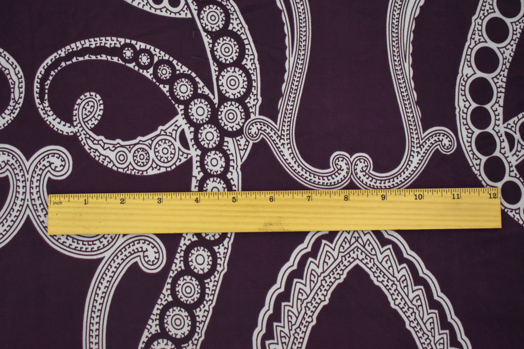 1 Yard Purple White Baroque Printed Tricot Knit Fabric with Four Way Stretch and Matte Finish 58 Inches Wide