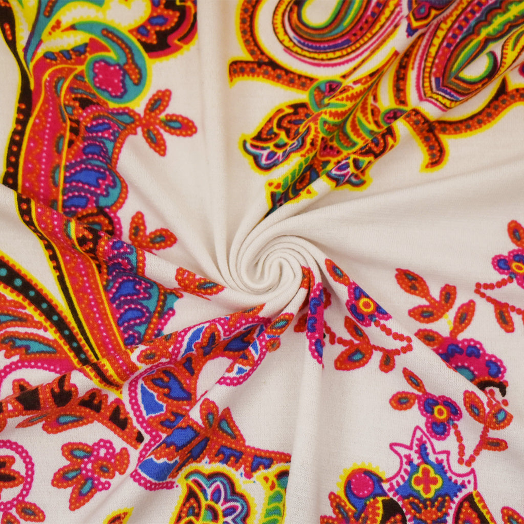 1 Yard Soft Pink & White Baroque Print Jersey Knit Lightweight, Stretchy, and Perfect for Stylish Looks, 57 Inches Wide