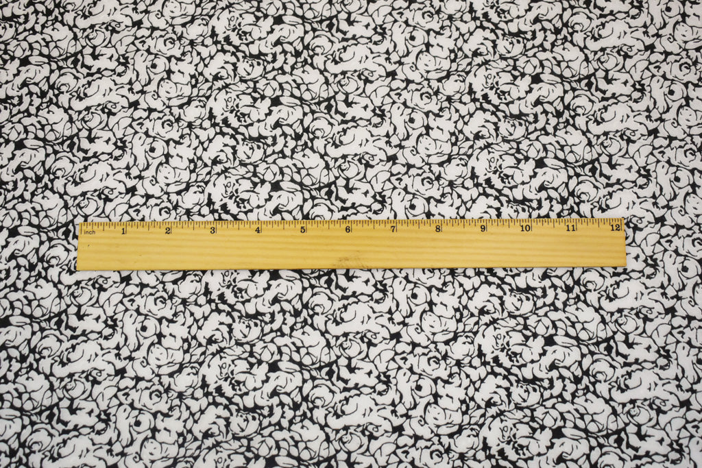 1 Yard Black White Semi Sheer Abstract Printed Jersey Knit Fabric Horizontal Bias Stretch 58 Inches Wide