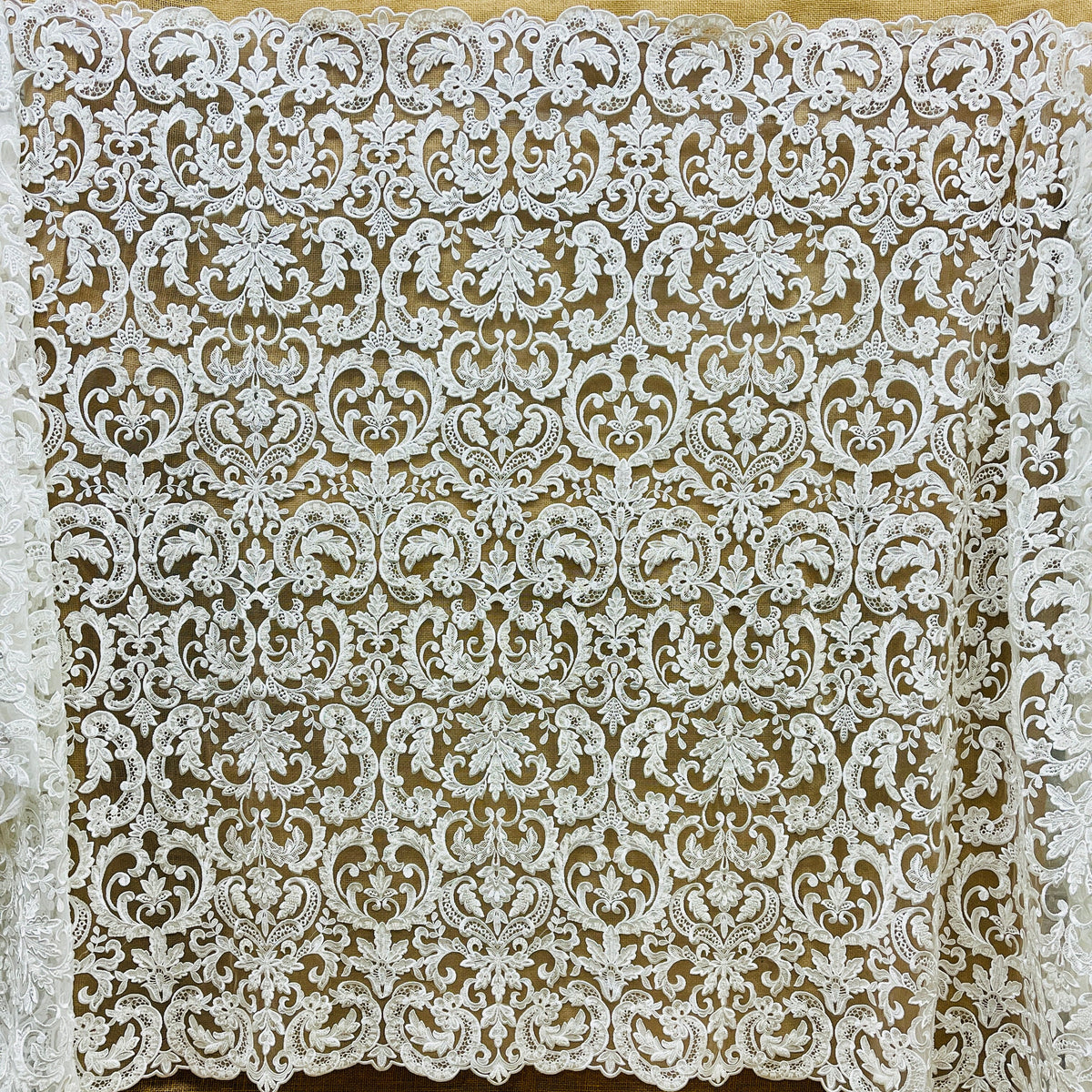 1 Yard Beaded Lace Fabric Embroidered on 100% Polyester Net Mesh 51" Wide