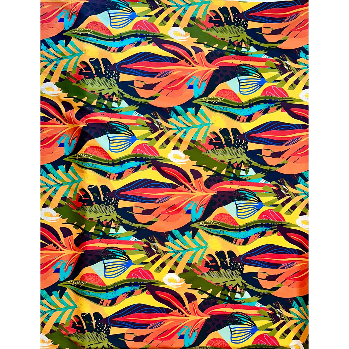 2 Yard African Print Stretch Cotton Satin Fabric Lightweight Soft 58 Inch Width