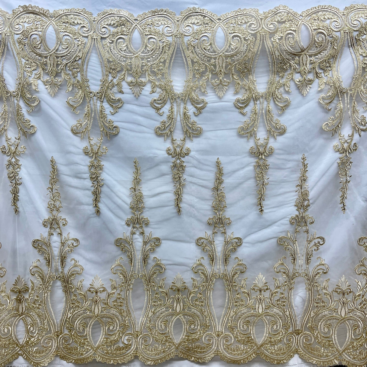 1 Yard Timeless White Corded Bridal Lace Fabric 54 inch Width