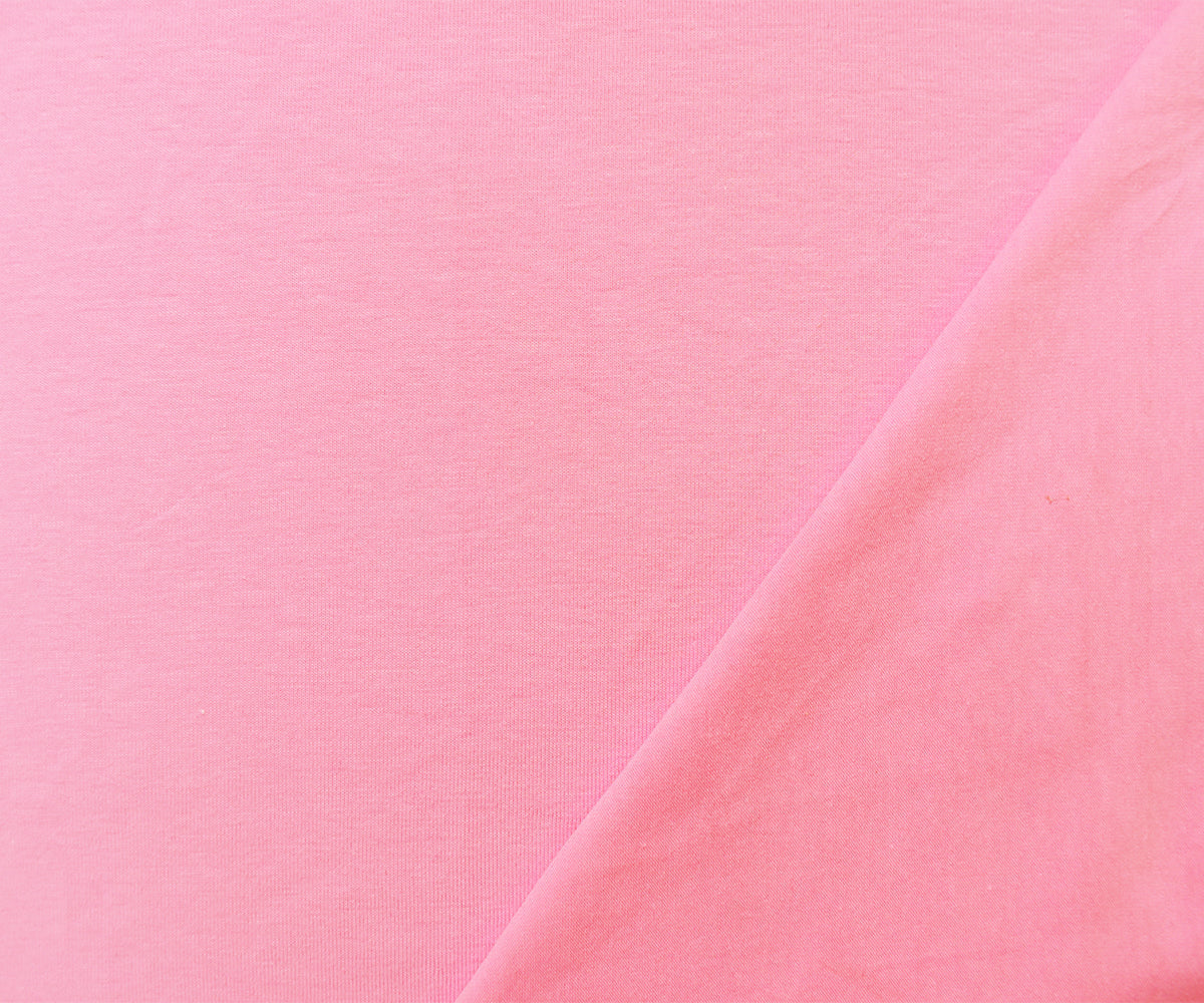 1 Yard Pastel Pink Cotton Stretch Jersey with Matte Finish and Smooth Handfeel, Ideal for Soft and Form-Fitting Garments, 61 Inches Wide