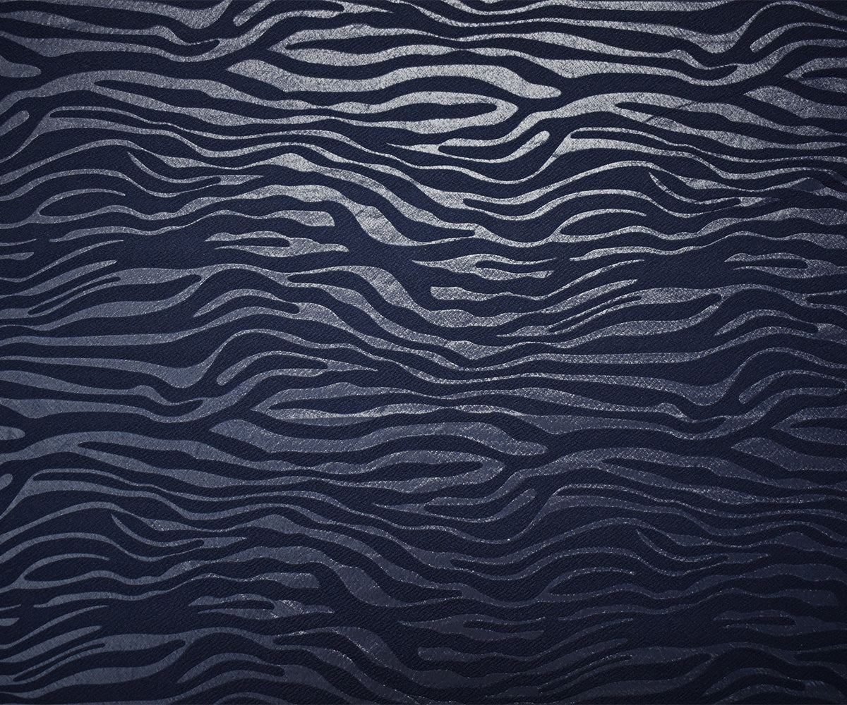 1 Yard Deep Navy Zebra Print Liverpool Stretch Spandex Double Knit Fabric Textured 60 Inches