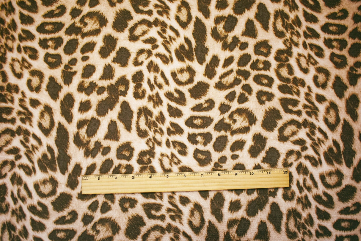 1 Yard Beige Brown Leopard Print Liverpool Knit Stretch Spandex Double Knit Fabric 62 Inches Wide