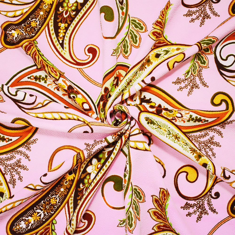 1 Yard Multi Color Paisley Poly Spandex Liverpool Double Knit Fabric 60 Inches