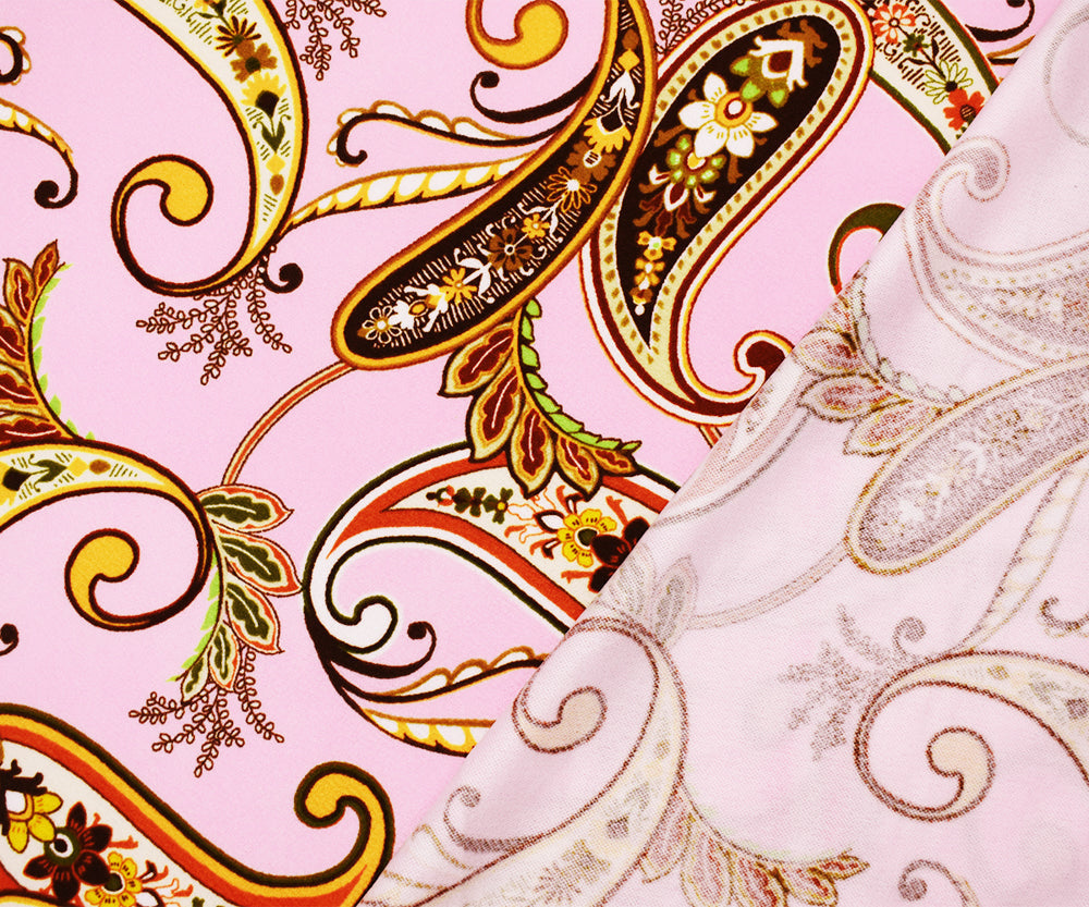 1 Yard Multi Color Paisley Poly Spandex Liverpool Double Knit Fabric 60 Inches