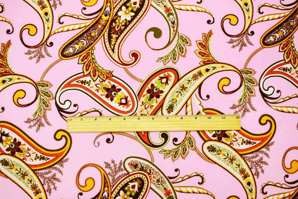1 Yard Multi Color Paisley Poly Spandex Liverpool Double Knit Fabric 60 Inches