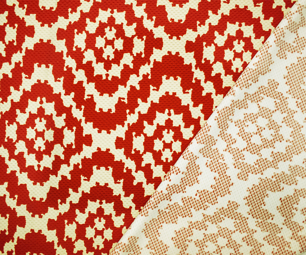 1 Yard Orange-Beige Abstract Diamond Bullet Knit Stretch Spandex Fabric Textured 60 Inches