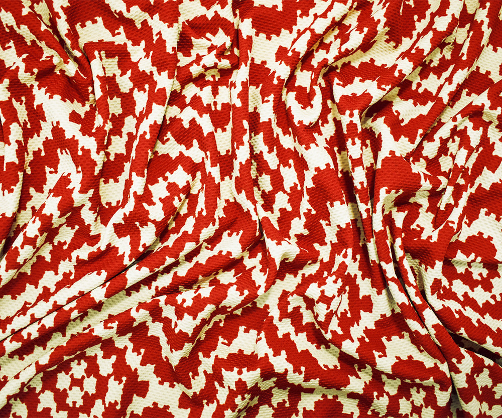 1 Yard Orange-Beige Abstract Diamond Bullet Knit Stretch Spandex Fabric Textured 60 Inches