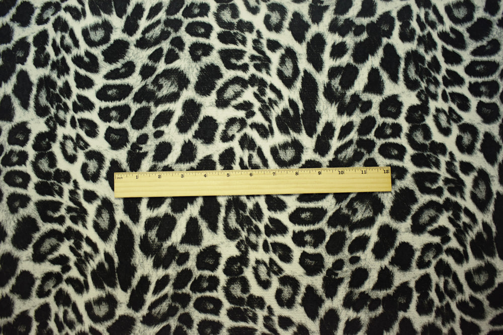 1 Yard Black-Gray Leopard Liverpool Stretch Spandex Double Knit Fabric Textured 61 Inches