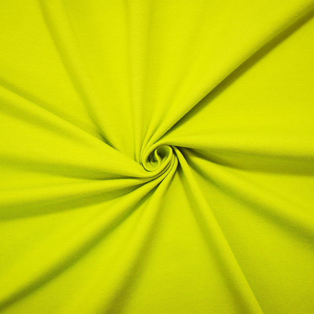 1 Yard Chartreuse Green Cotton Jersey Knit Stretch Fabric for Activewear Apparel Dresses 62 Inches wide