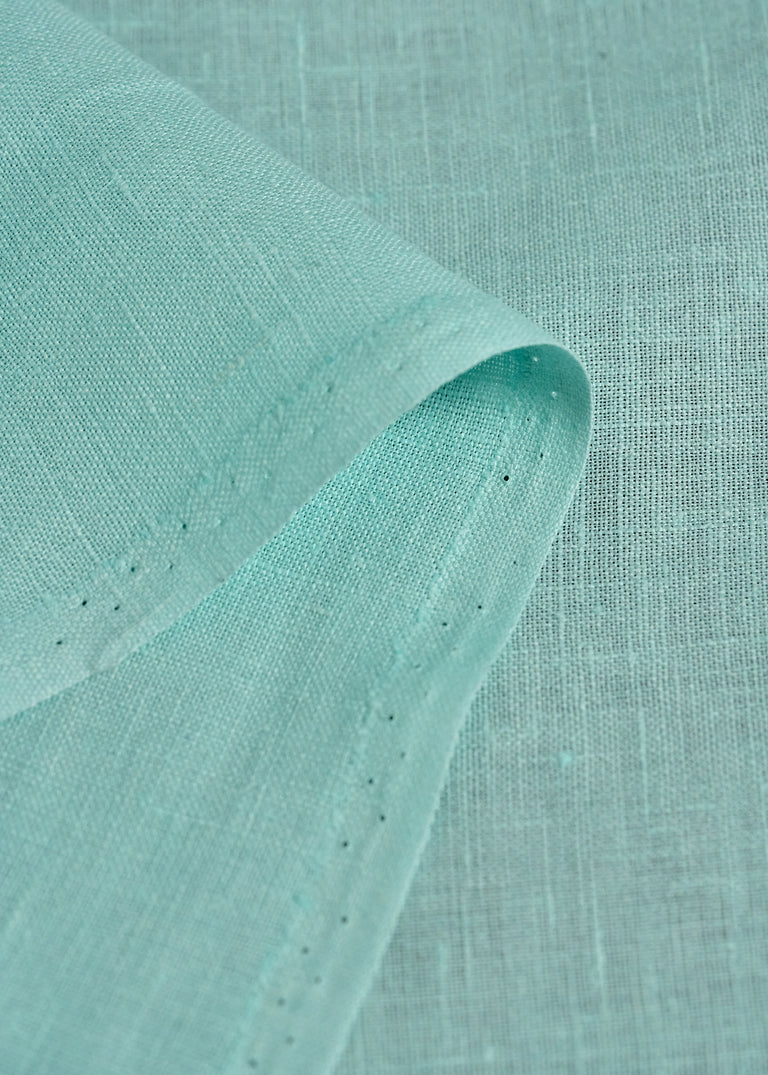 1 Yard Aqua Pure Linen Fabric, Washed Softened Midweight 5.5 oz 58 Inches Wide