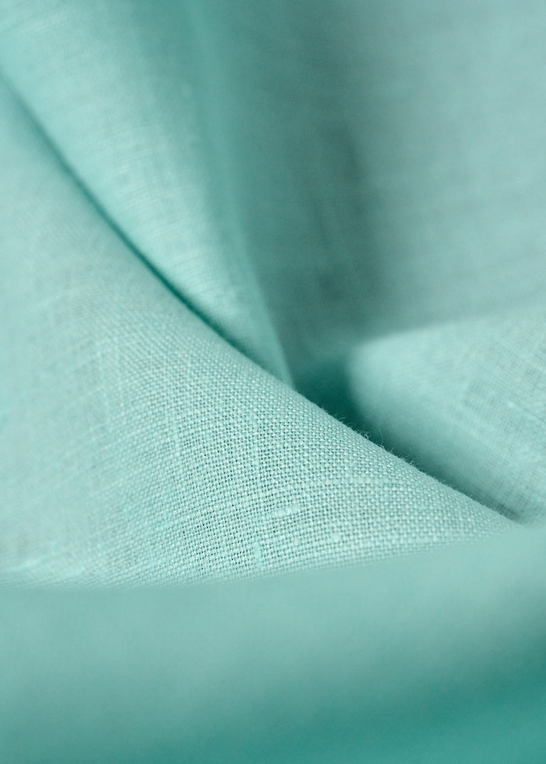 1 Yard Aqua Pure Linen Fabric, Washed Softened Midweight 5.5 oz 58 Inches Wide
