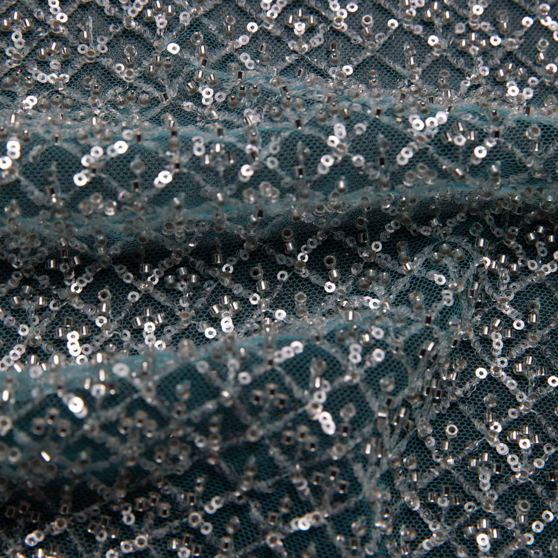 1 Yard Tulle Designer Tulle Lace Fabric with Sequins and Detailed Exquisite Patterns 52" Wide