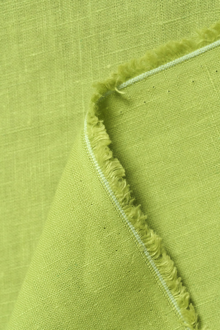 1 Yard Chartreuse Softened Linen Fabric, Lightweight Solid 62 Inches Wide for Apparel and Home Décor